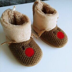 Reindeer Baby Slippers 3D Antlers size 5-6